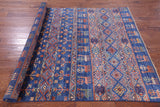 Blue Tribal Persian Gabbeh Handmade Wool Rug - 5' 7" X 8' 2" - Golden Nile