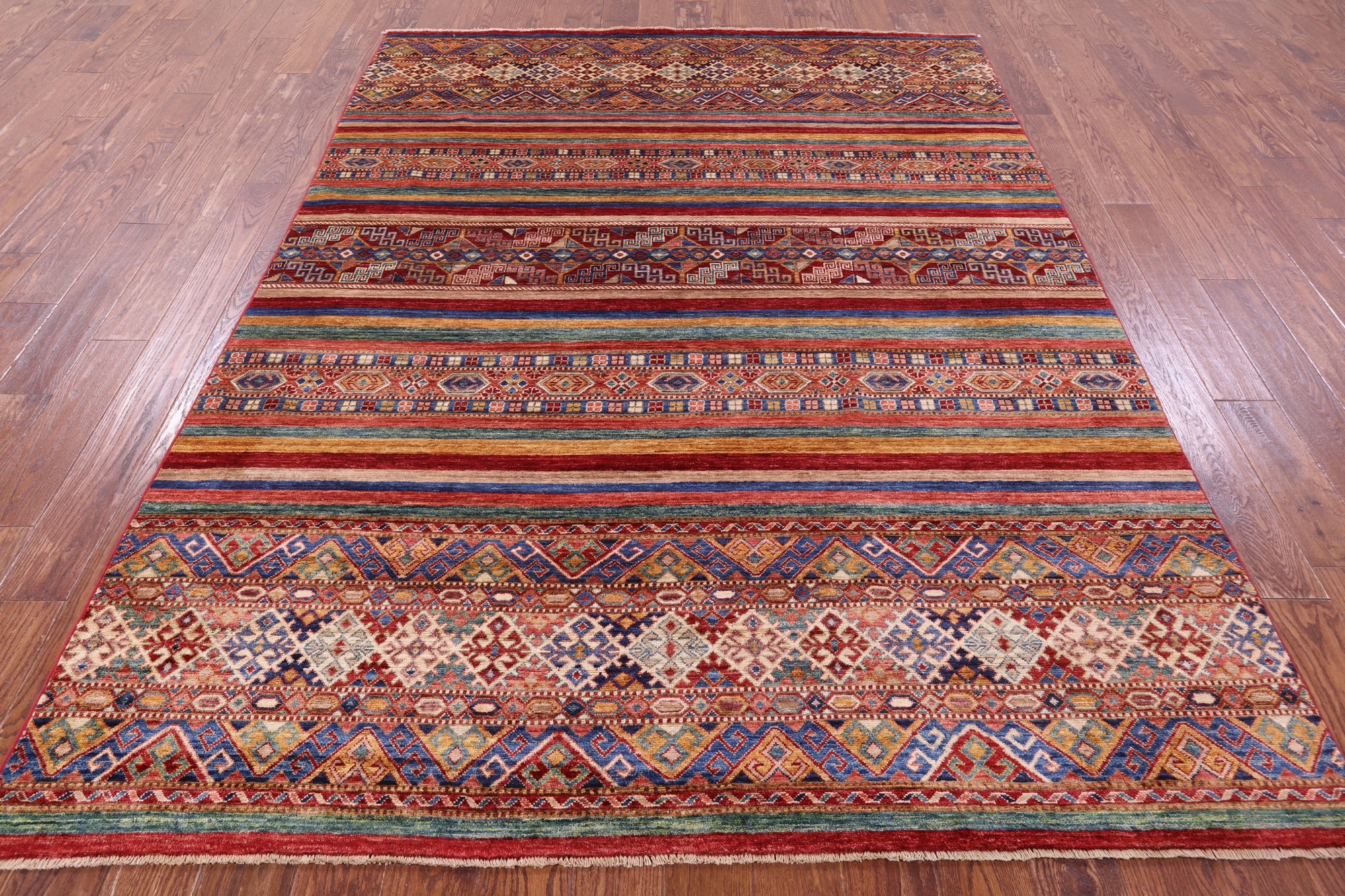 Khorjin Persian Gabbeh Hand Knotted Wool Rug - 6' 7" X 8' 9" - Golden Nile