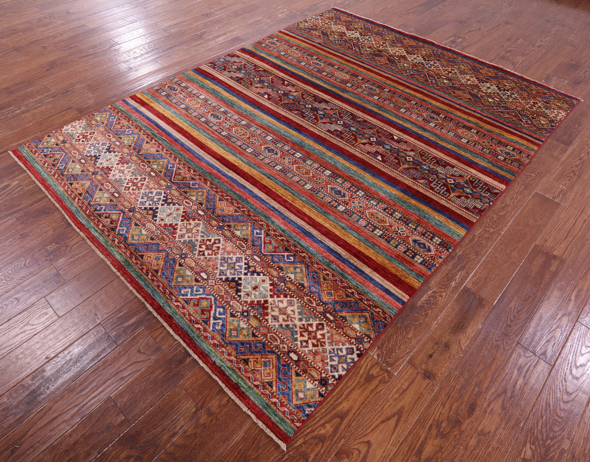 Khorjin Persian Gabbeh Hand Knotted Wool Rug - 6' 7" X 8' 9" - Golden Nile