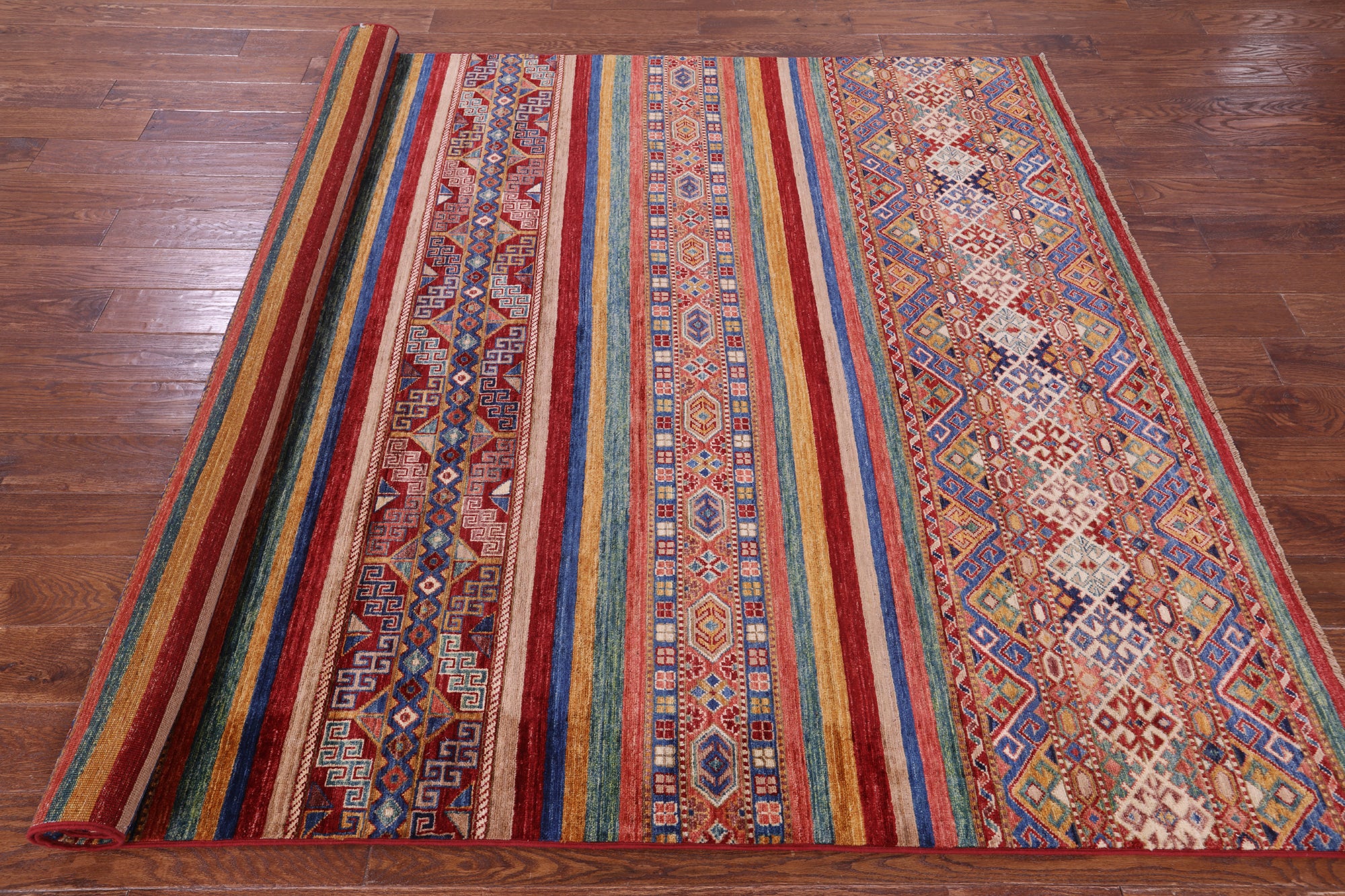 Khorjin Persian Gabbeh Hand Knotted Wool Rug - 6' 7" X 8' 9" - Golden Nile