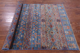 Blue Persian Gabbeh Tribal Hand Knotted Wool Rug - 4' 10" X 6' 7" - Golden Nile