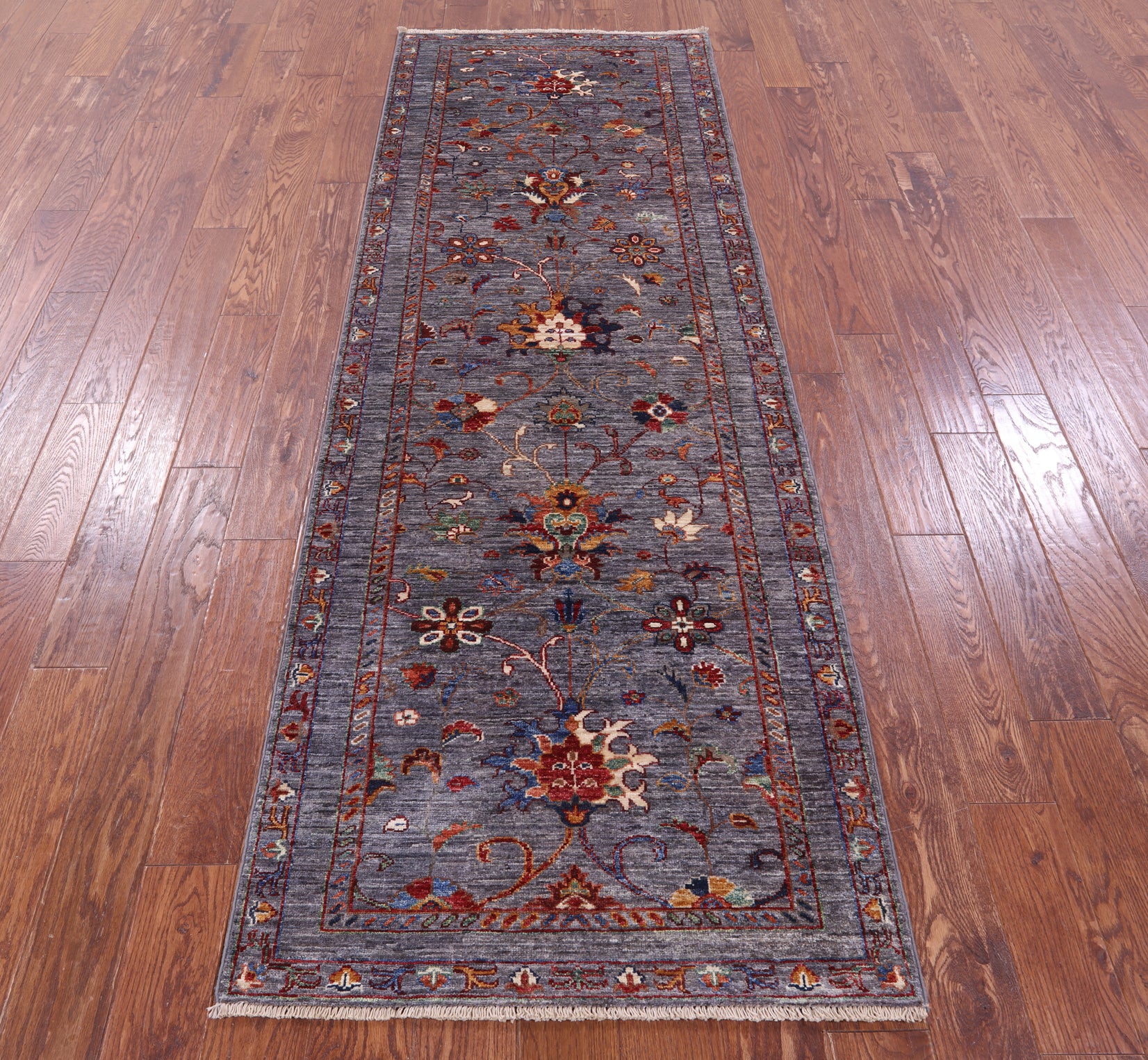 Grey Peshawar Hand Knotted Wool Runner Rug - 2' 11" X 8' 7" - Golden Nile