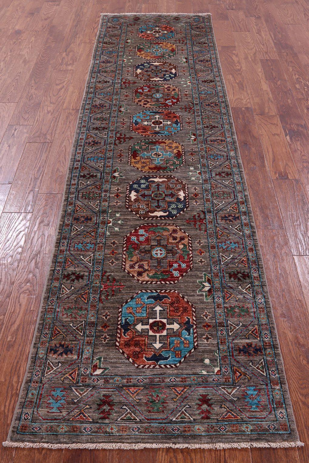 Turkmen Ersari Hand Knotted Wool Runner Rug - 2' 7" X 10' 1" - Golden Nile