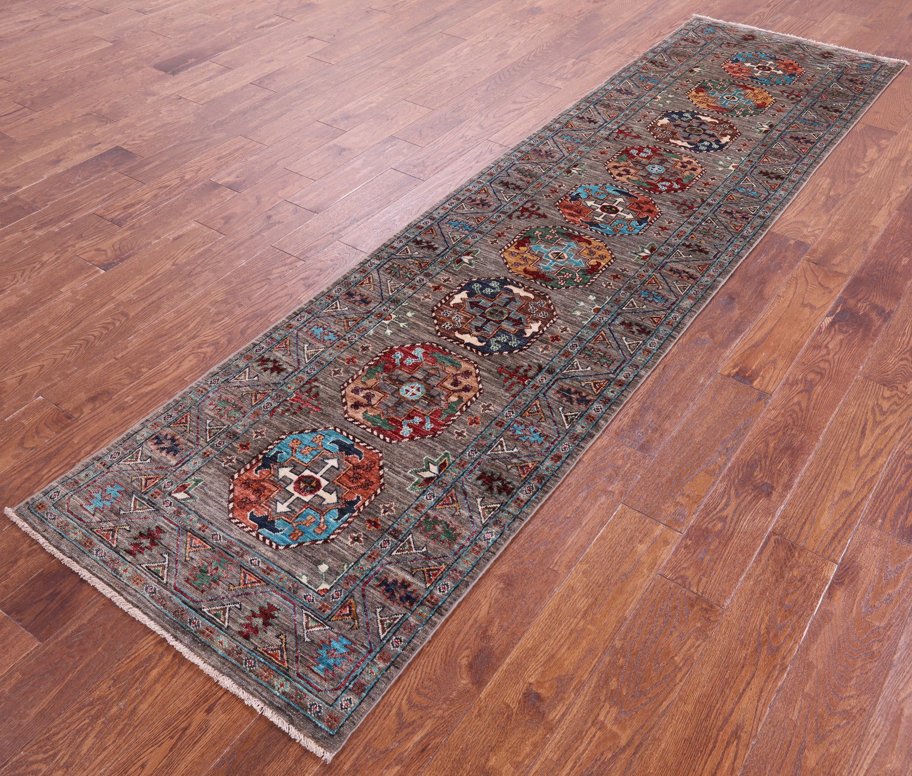 Turkmen Ersari Hand Knotted Wool Runner Rug - 2' 7" X 10' 1" - Golden Nile