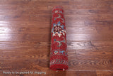 Red Peshawar Hand Knotted Wool Runner Rug - 3' 0" X 8' 5" - Golden Nile