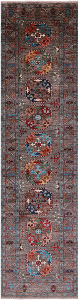 Turkmen Ersari Handmade Wool Runner Rug - 2' 8" X 10' 1" - Golden Nile