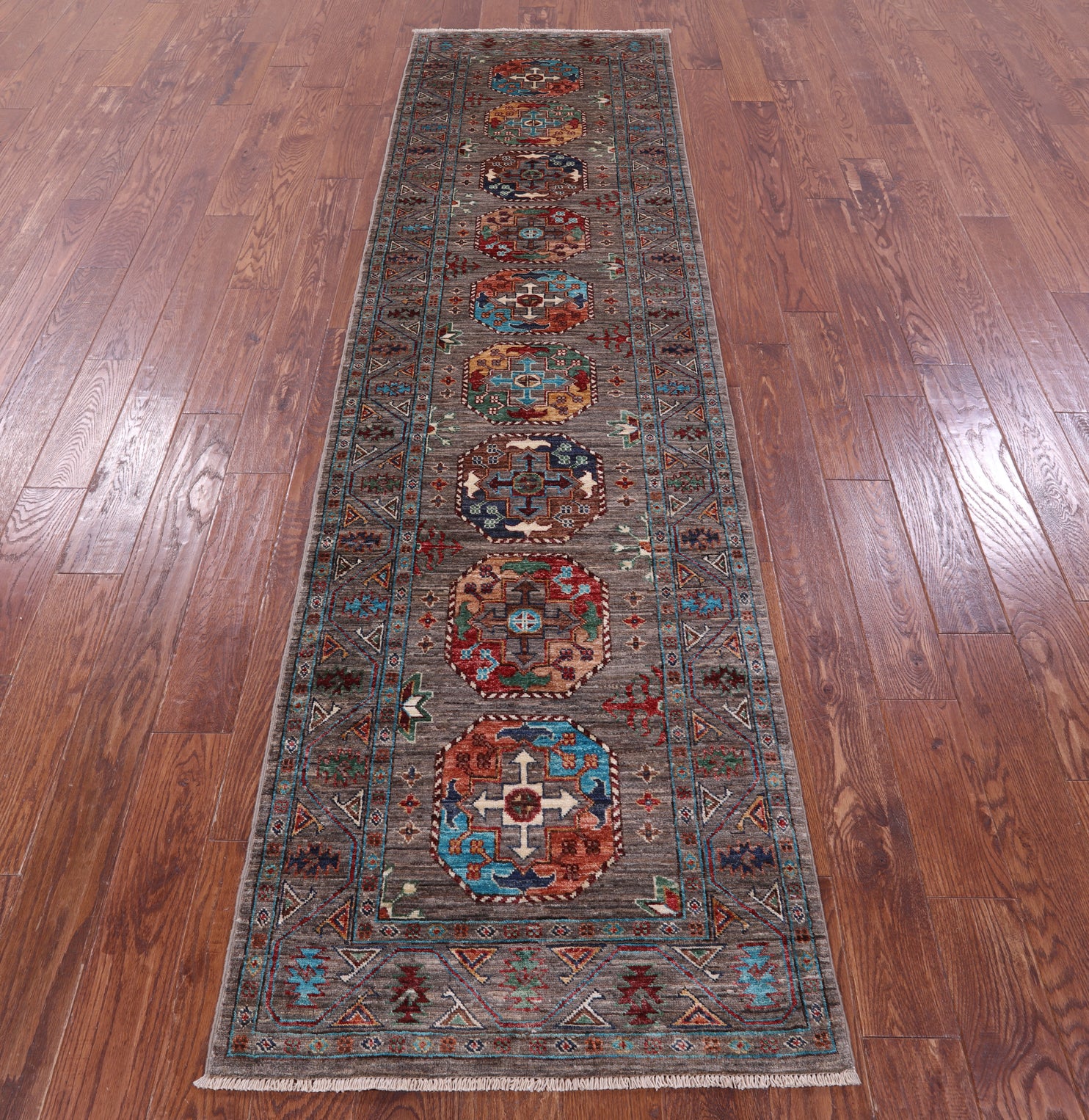 Turkmen Ersari Handmade Wool Runner Rug - 2' 8" X 10' 1" - Golden Nile