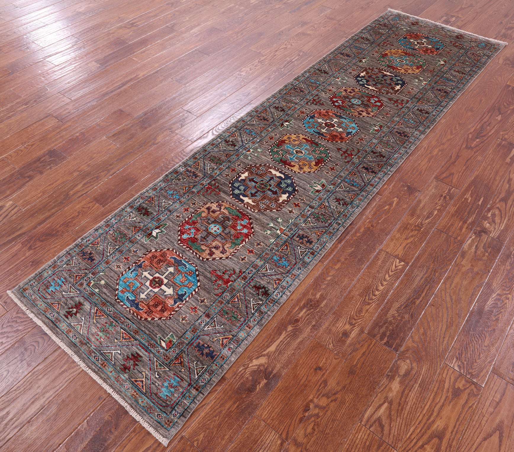 Turkmen Ersari Handmade Wool Runner Rug - 2' 8" X 10' 1" - Golden Nile