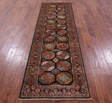 Brown Turkmen Ersari Hand Knotted Wool Runner Rug - 2' 9" X 9' 4" - Golden Nile