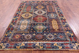 Blue Persian Fine Serapi Hand Knotted Wool Rug - 5' 10" X 8' 7" - Golden Nile