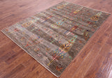 Tribal Persian Gabbeh Hand Knotted Wool Rug - 5' 8" X 8' 2" - Golden Nile