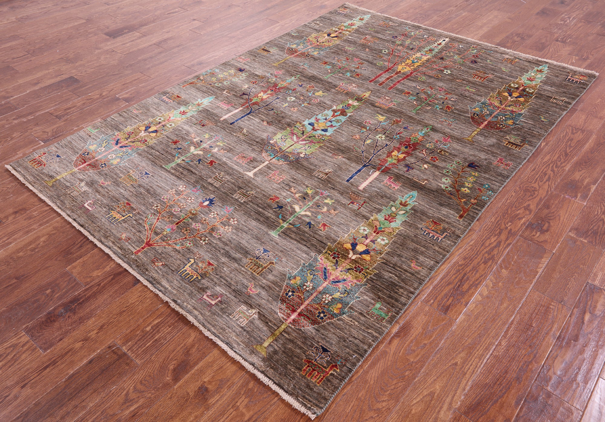 Tribal Persian Gabbeh Hand Knotted Wool Rug - 5' 8" X 8' 2" - Golden Nile