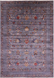 Grey Peshawar Hand Knotted Wool Rug - 6' 9" X 9' 9" - Golden Nile