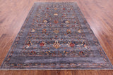 Grey Peshawar Hand Knotted Wool Rug - 6' 9" X 9' 9" - Golden Nile