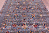 Grey Peshawar Hand Knotted Wool Rug - 6' 9" X 9' 9" - Golden Nile