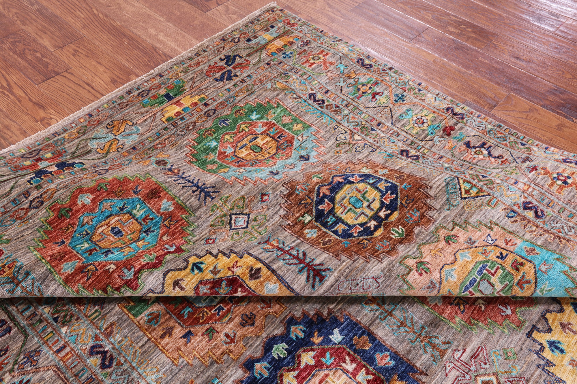 Turkmen Ersari Hand Knotted Wool Rug - 6' 9" X 9' 9" - Golden Nile