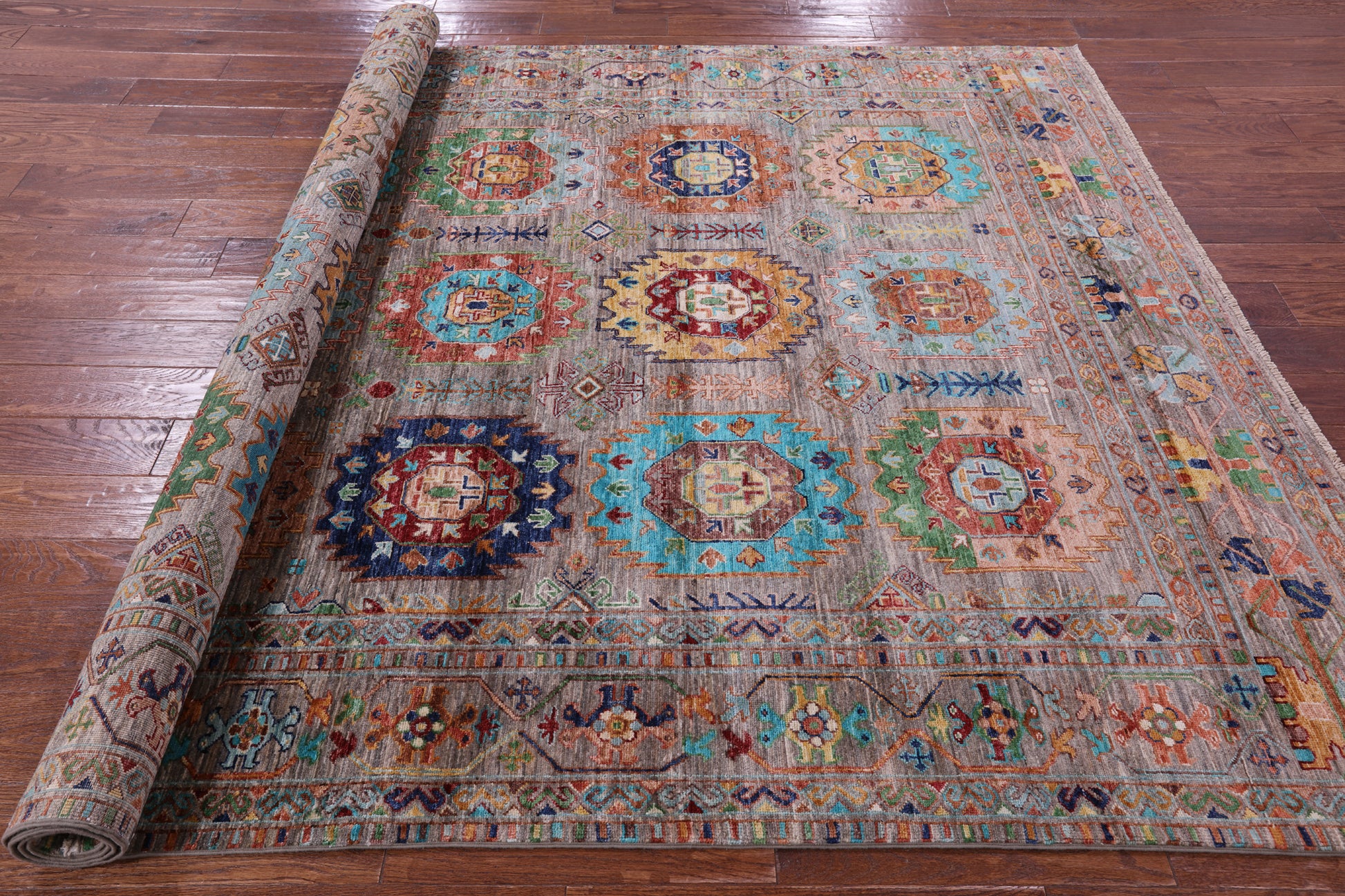 Turkmen Ersari Hand Knotted Wool Rug - 6' 9" X 9' 9" - Golden Nile