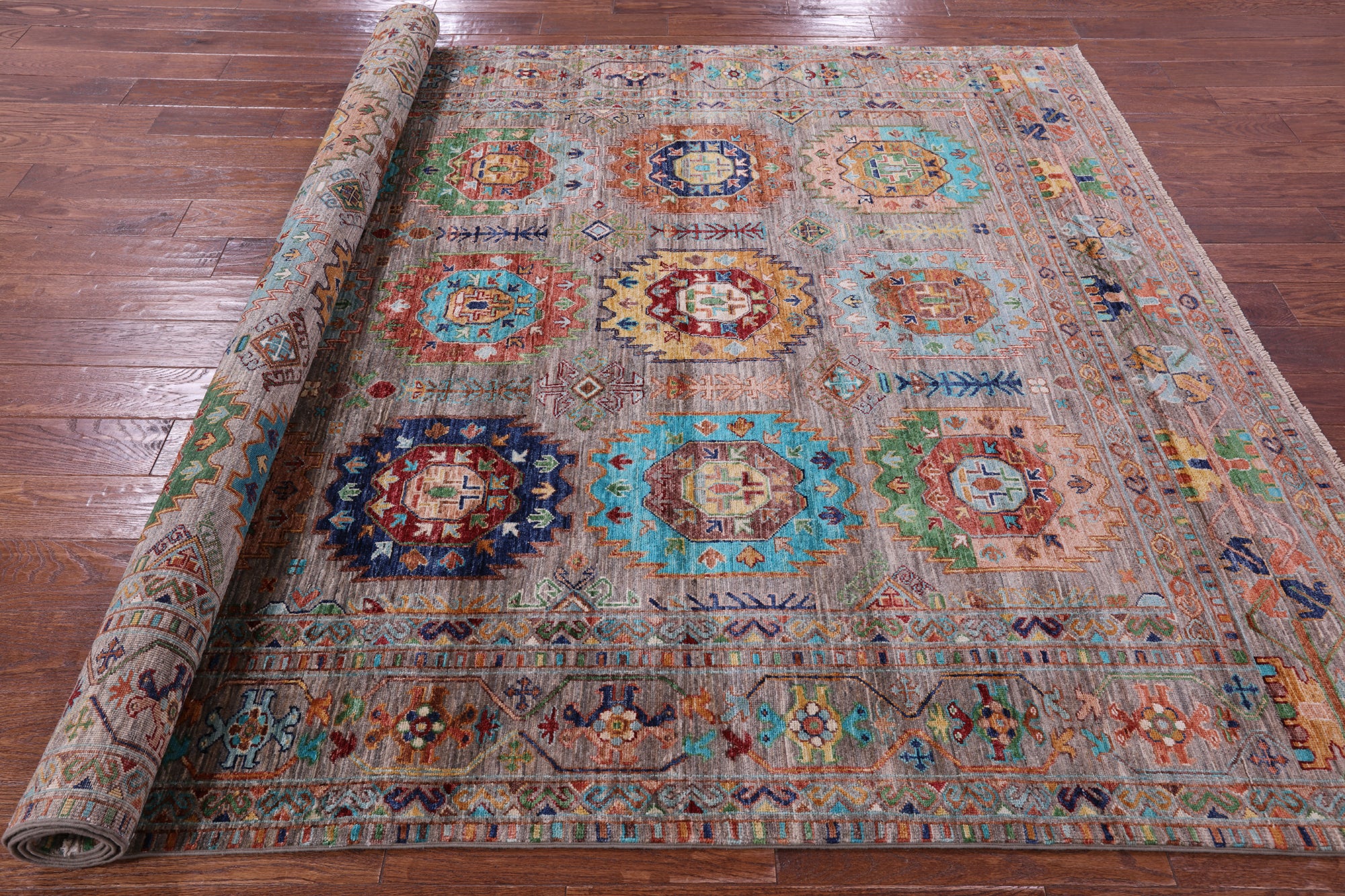 Turkmen Ersari Hand Knotted Wool Rug - 6' 9" X 9' 9" - Golden Nile