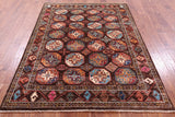 Brown Turkmen Ersari Handmade Wool Rug - 5' 2" X 6' 10" - Golden Nile