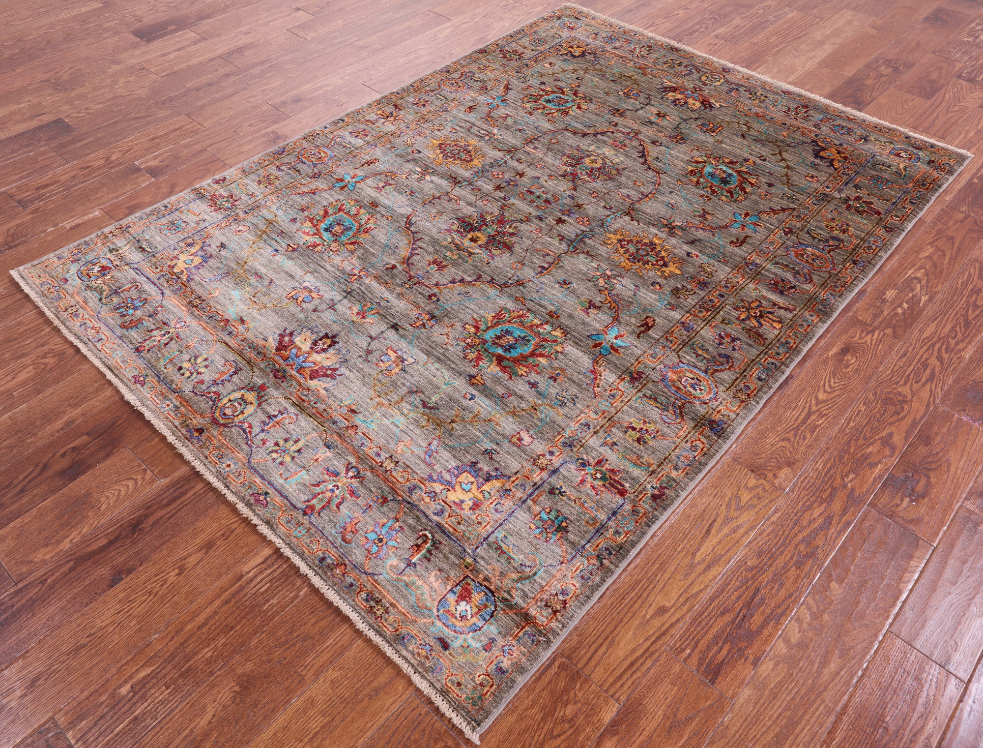 Peshawar Handmade Wool Rug - 5' 0" X 6' 11" - Golden Nile