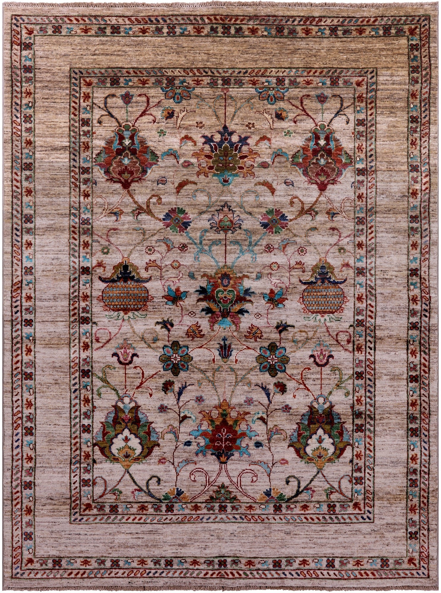 Peshawar Hand Knotted Wool Rug - 5' 1" X 6' 9" - Golden Nile