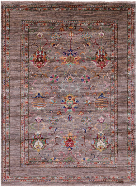 Peshawar Hand Knotted Wool Rug - 5' 1" X 6' 10" - Golden Nile