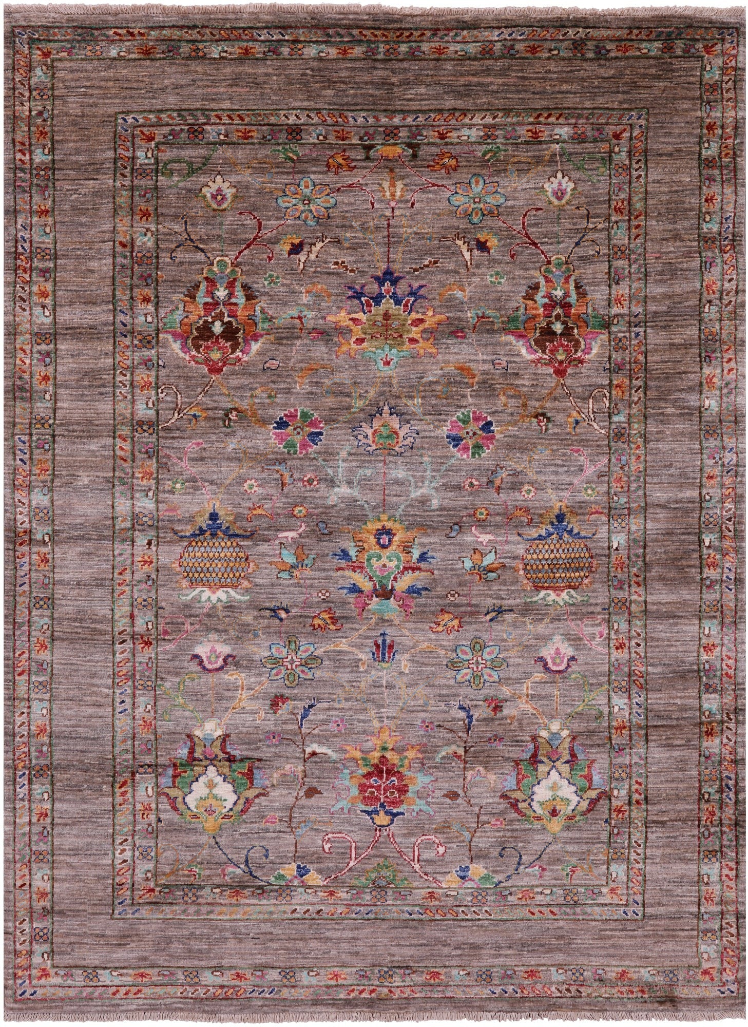 Peshawar Hand Knotted Wool Rug - 5' 1" X 6' 10" - Golden Nile
