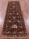 Brown Peshawar Hand Knotted Wool Runner Rug - 2' 9" X 8' 9" - Golden Nile
