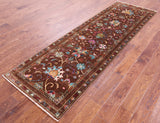 Brown Peshawar Hand Knotted Wool Runner Rug - 2' 9" X 8' 9" - Golden Nile