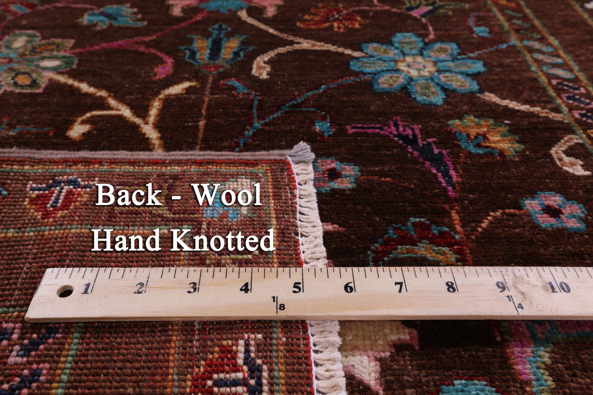 Brown Peshawar Hand Knotted Wool Runner Rug - 2' 9" X 8' 9" - Golden Nile