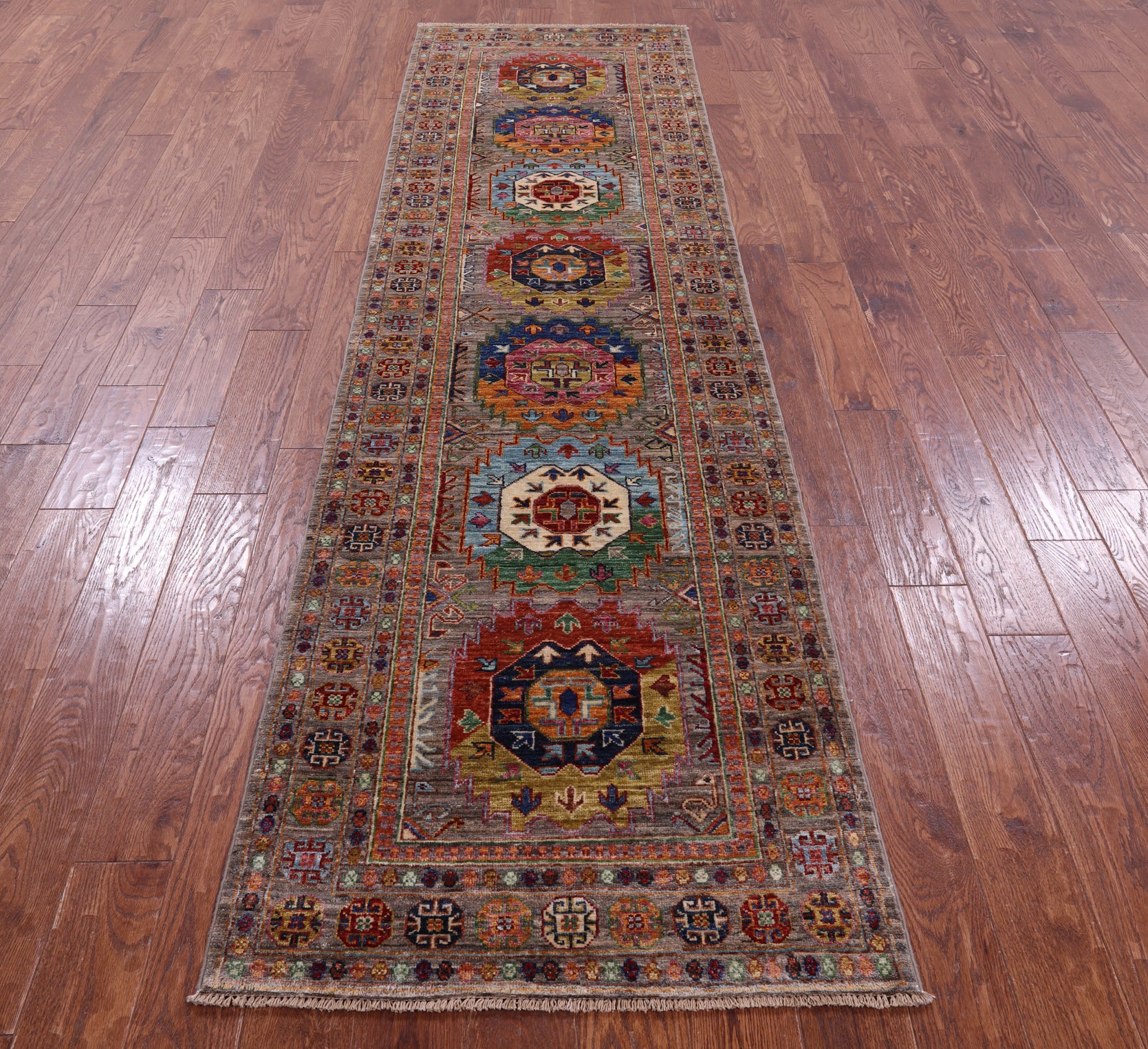 Turkmen Ersari Hand Knotted Wool Runner Rug - 2' 9" X 10' 1" - Golden Nile