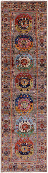 Turkmen Ersari Hand Knotted Wool Runner Rug - 2' 9" X 10' 1" - Golden Nile