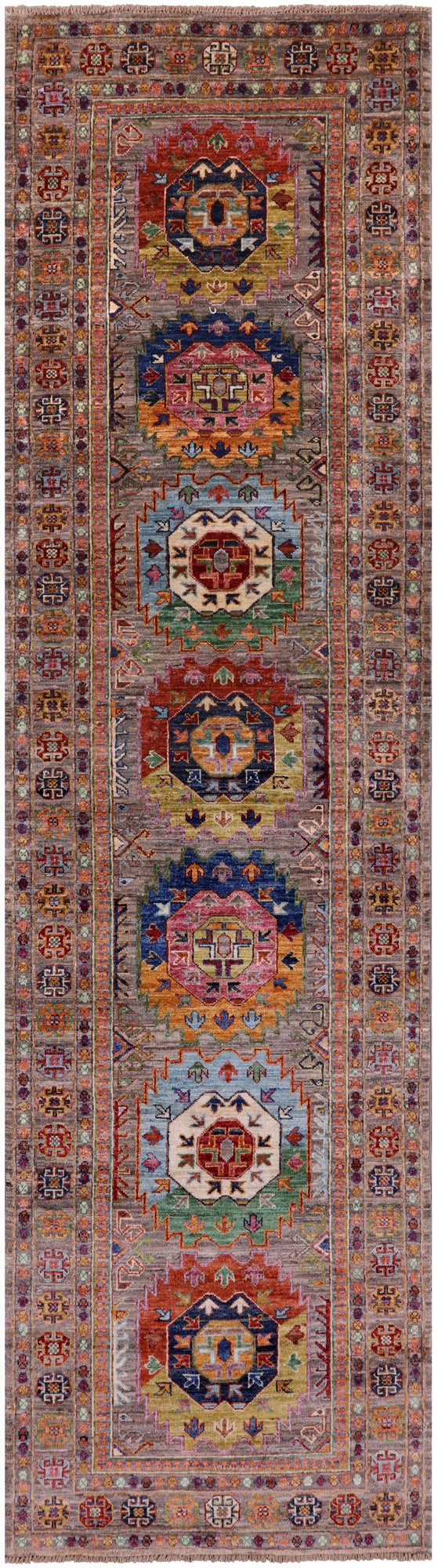 Turkmen Ersari Hand Knotted Wool Runner Rug - 2' 9" X 10' 1" - Golden Nile