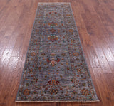 Grey Peshawar Hand Knotted Wool Runner Rug - 2' 11" X 9' 0" - Golden Nile