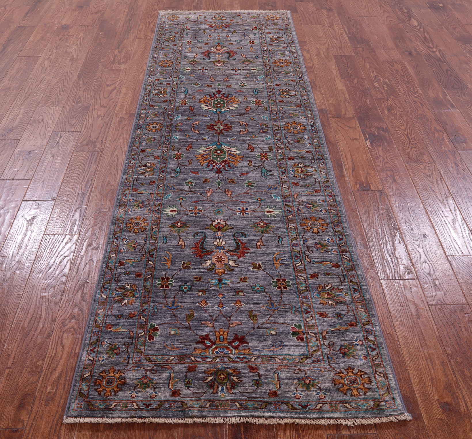 Grey Peshawar Hand Knotted Wool Runner Rug - 2' 11" X 9' 0" - Golden Nile