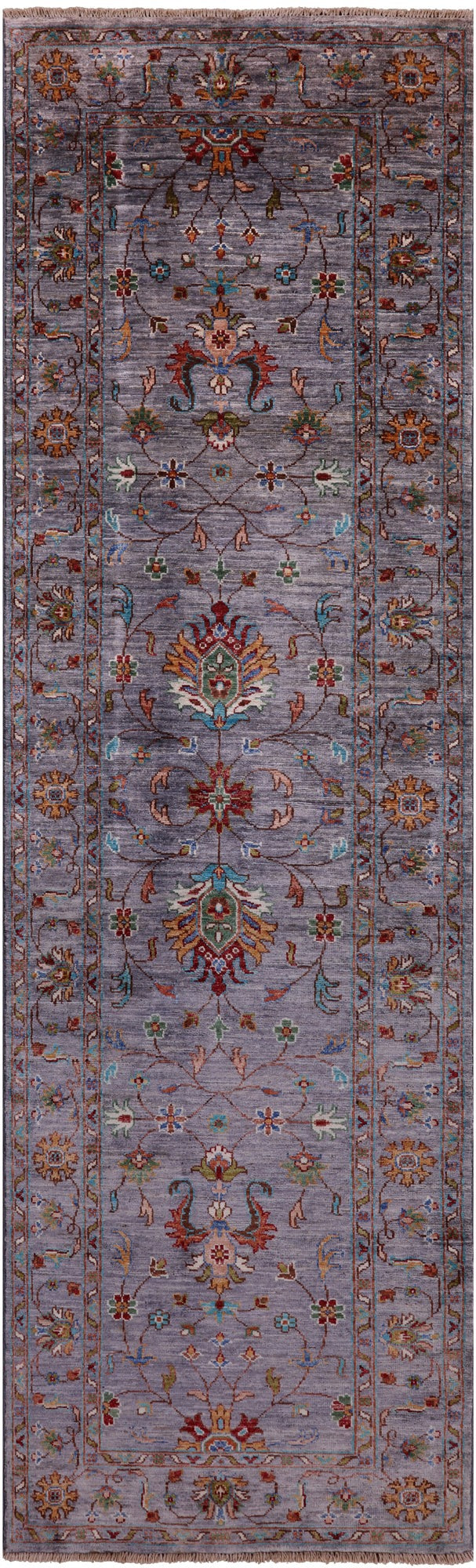 Grey Peshawar Hand Knotted Wool Runner Rug - 2' 11" X 9' 0" - Golden Nile