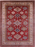 Red Super Kazak Hand Knotted Wool Rug - 8' 8" X 11' 11" - Golden Nile