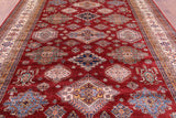 Red Super Kazak Hand Knotted Wool Rug - 8' 8" X 11' 11" - Golden Nile