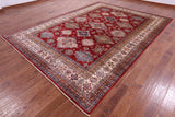 Red Super Kazak Hand Knotted Wool Rug - 8' 8" X 11' 11" - Golden Nile
