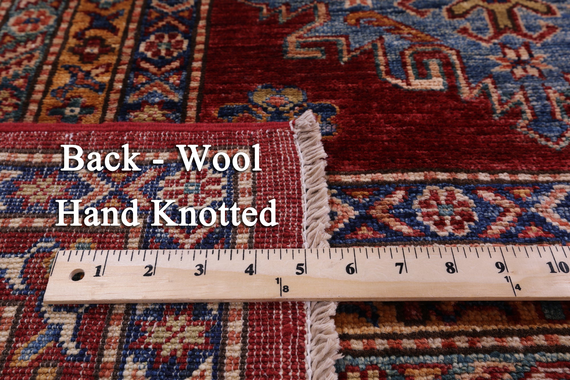 Red Super Kazak Hand Knotted Wool Rug - 8' 8" X 11' 11" - Golden Nile