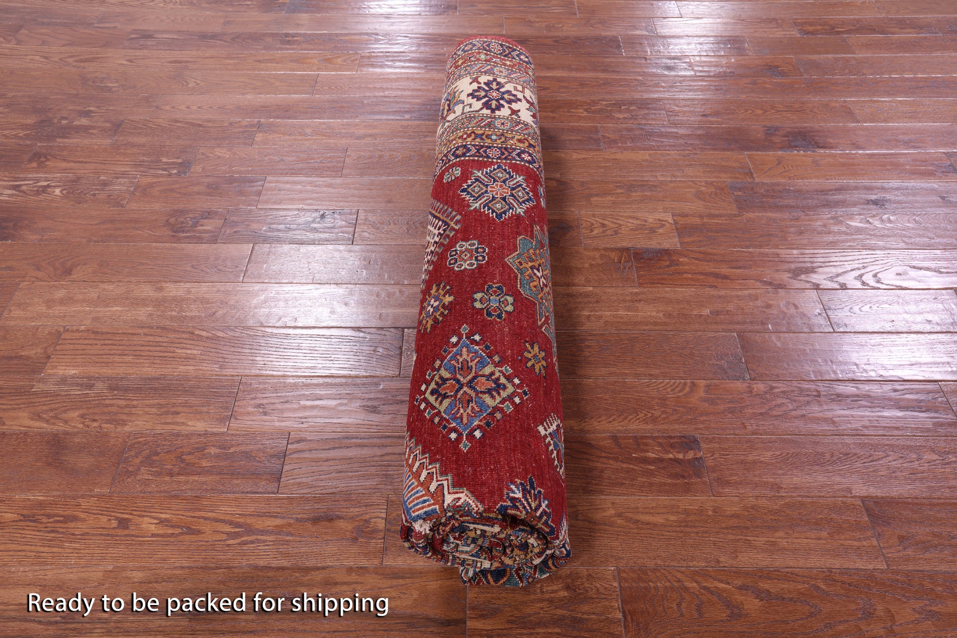 Red Super Kazak Hand Knotted Wool Rug - 8' 8" X 11' 11" - Golden Nile