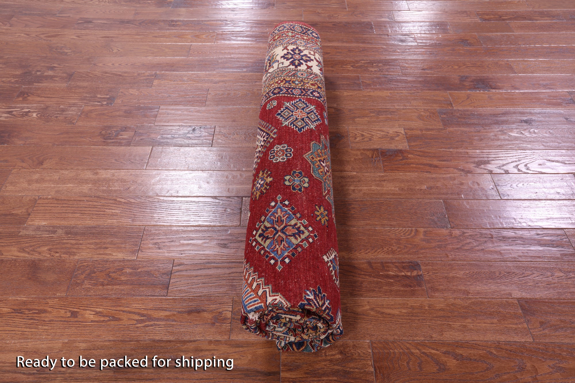Red Super Kazak Hand Knotted Wool Rug - 8' 8" X 11' 11" - Golden Nile