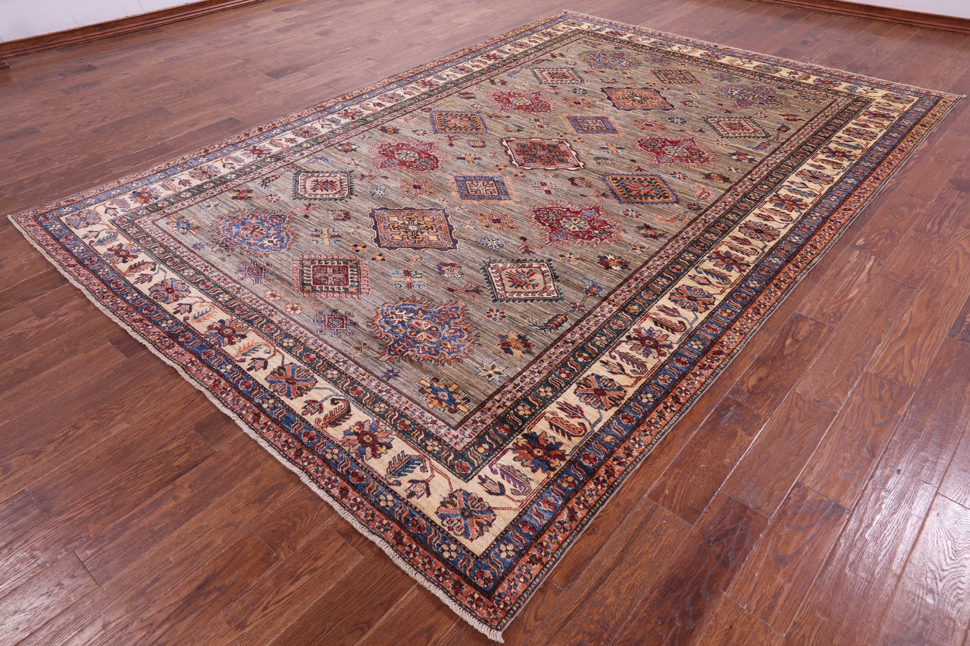 Super Kazak Hand Knotted Wool Rug - 8' 0" X 11' 7" - Golden Nile