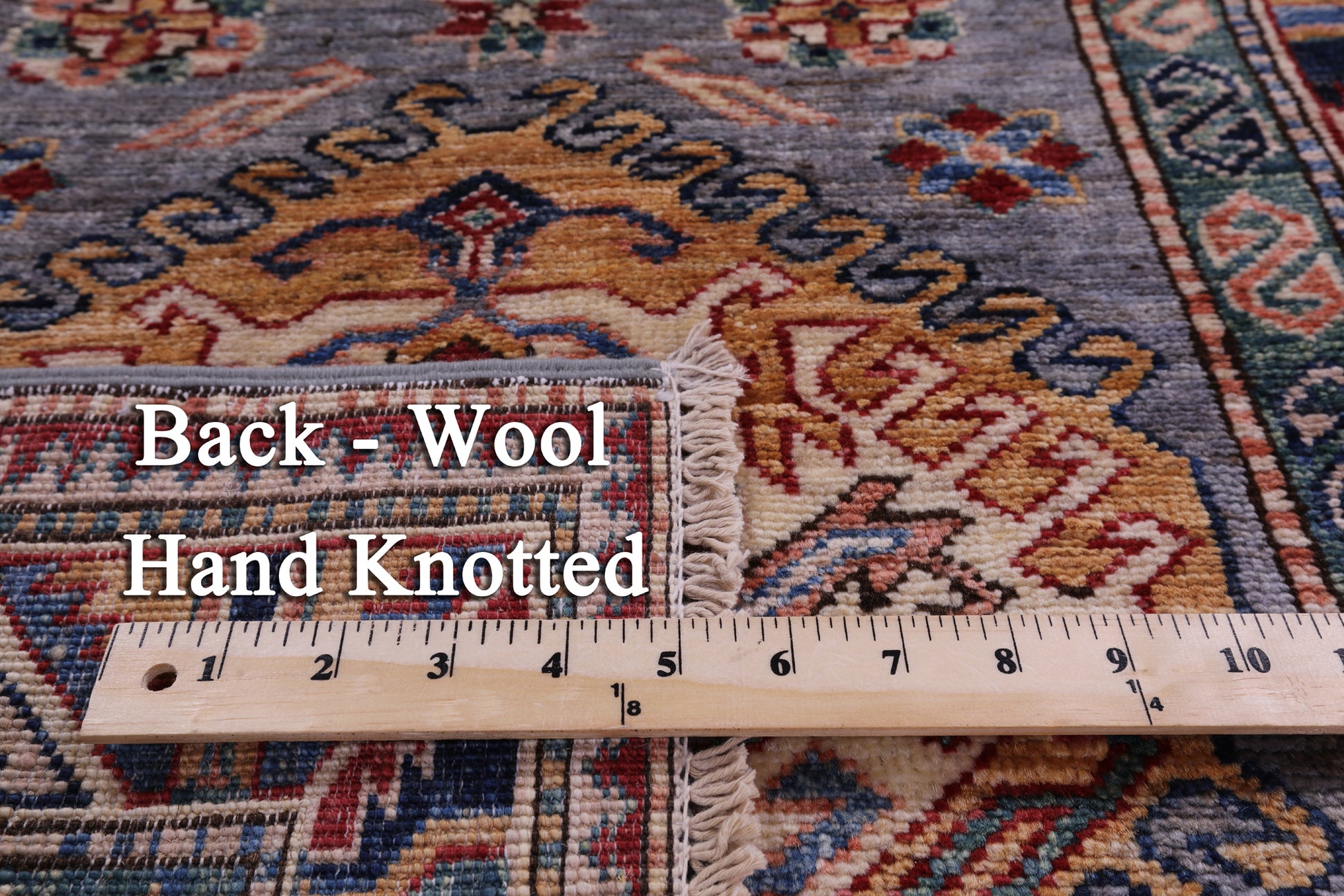 Grey Super Kazak Hand Knotted Wool Runner Rug - 2' 8" X 10' 3" - Golden Nile