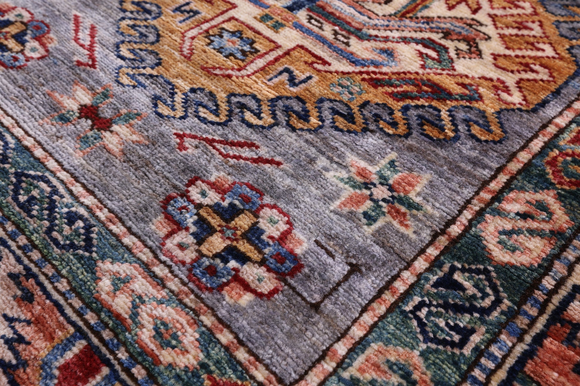 Super Kazak Hand Knotted Wool Runner Rug - 2' 9" X 10' 3" - Golden Nile