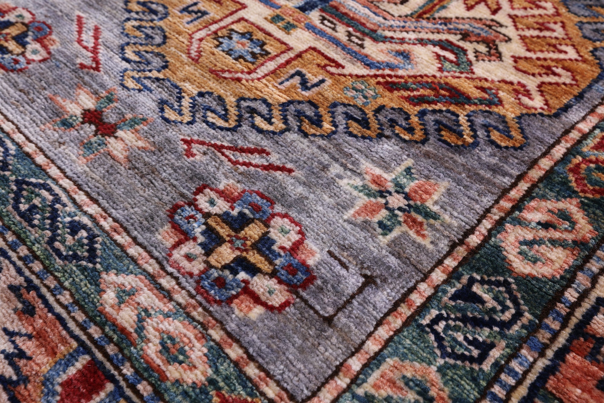 Super Kazak Hand Knotted Wool Runner Rug - 2' 9" X 10' 3" - Golden Nile