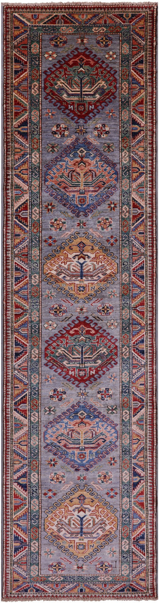 Super Kazak Hand Knotted Wool Runner Rug - 2' 9" X 10' 3" - Golden Nile