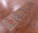 Super Kazak Hand Knotted Wool Runner Rug - 2' 6" X 10' 2" - Golden Nile