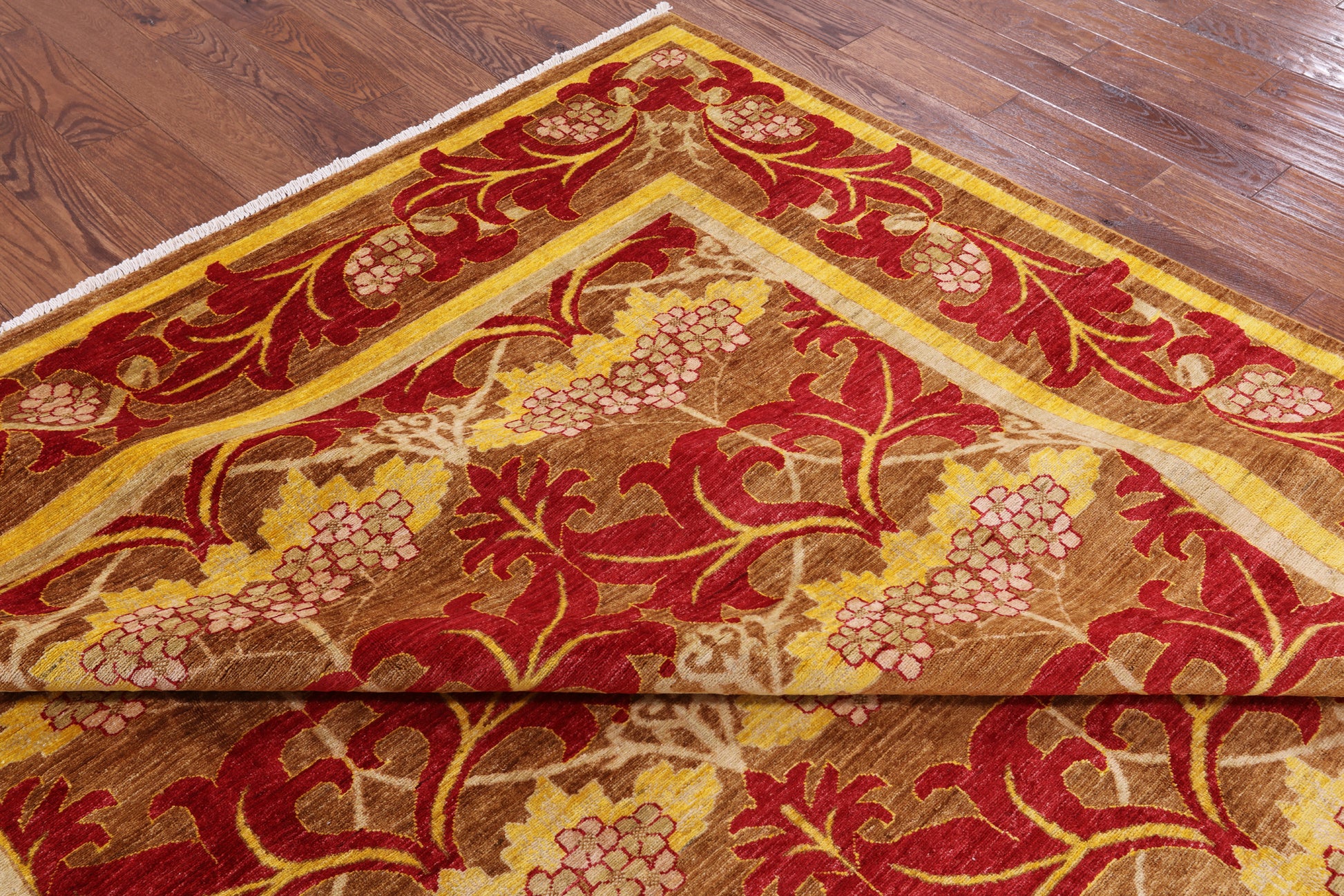 William Morris Handmade Wool Area Rug - 8' 10" X 11' 7" - Golden Nile