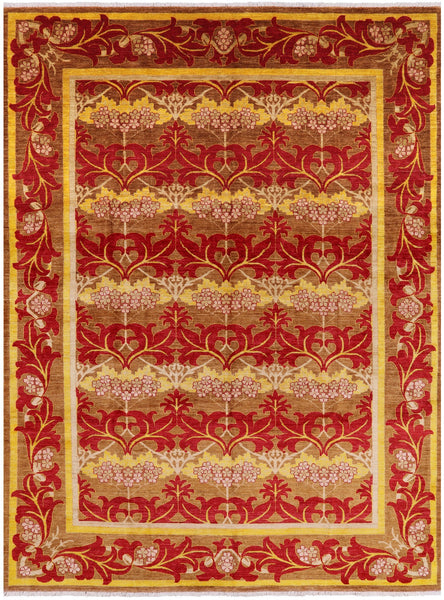 William Morris Handmade Wool Area Rug - 8' 10" X 11' 7" - Golden Nile